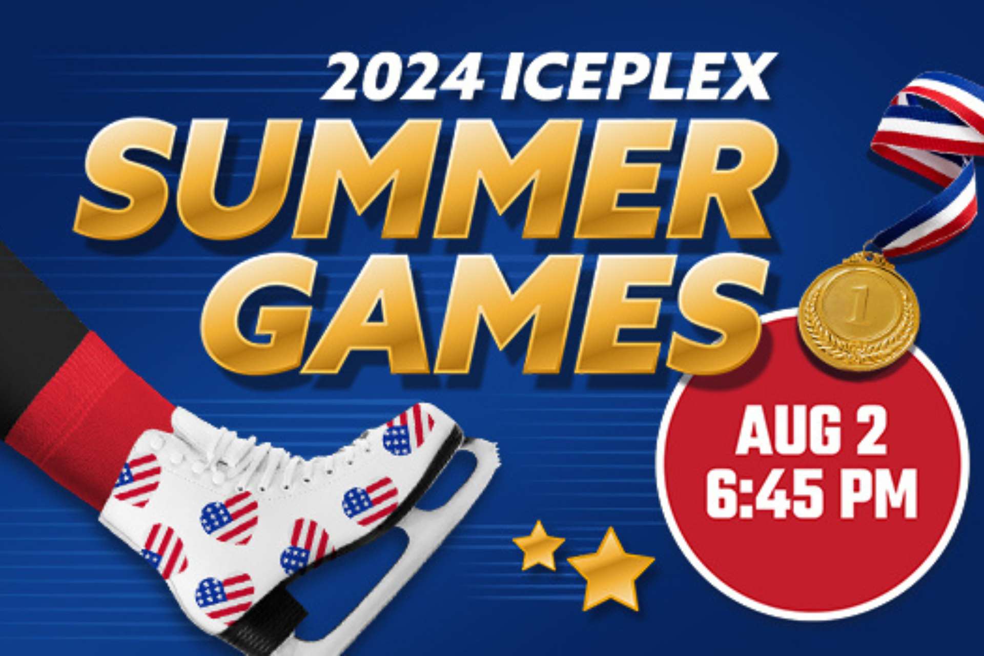 Join our Iceplex Summer Games Public Skate August 2 at 6:45pm