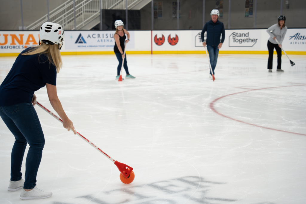 Join the Broomball league at The Iceplex